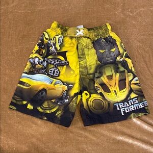 Transformer Yellow and Black Graphic Swim Trunks
